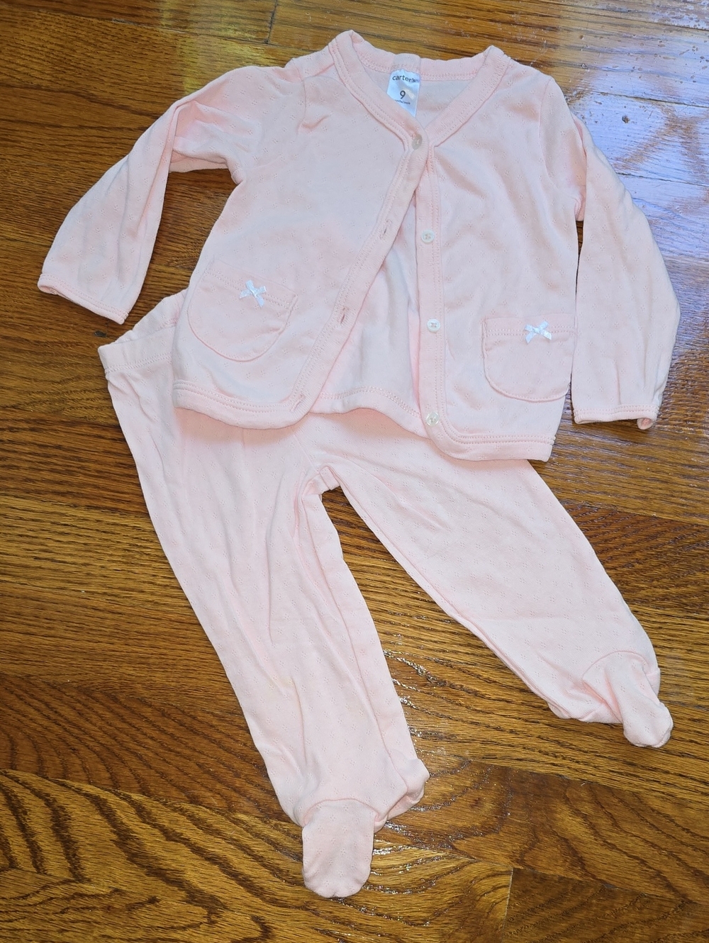 Carter's Pale Pink Footed Set with Front Buttons